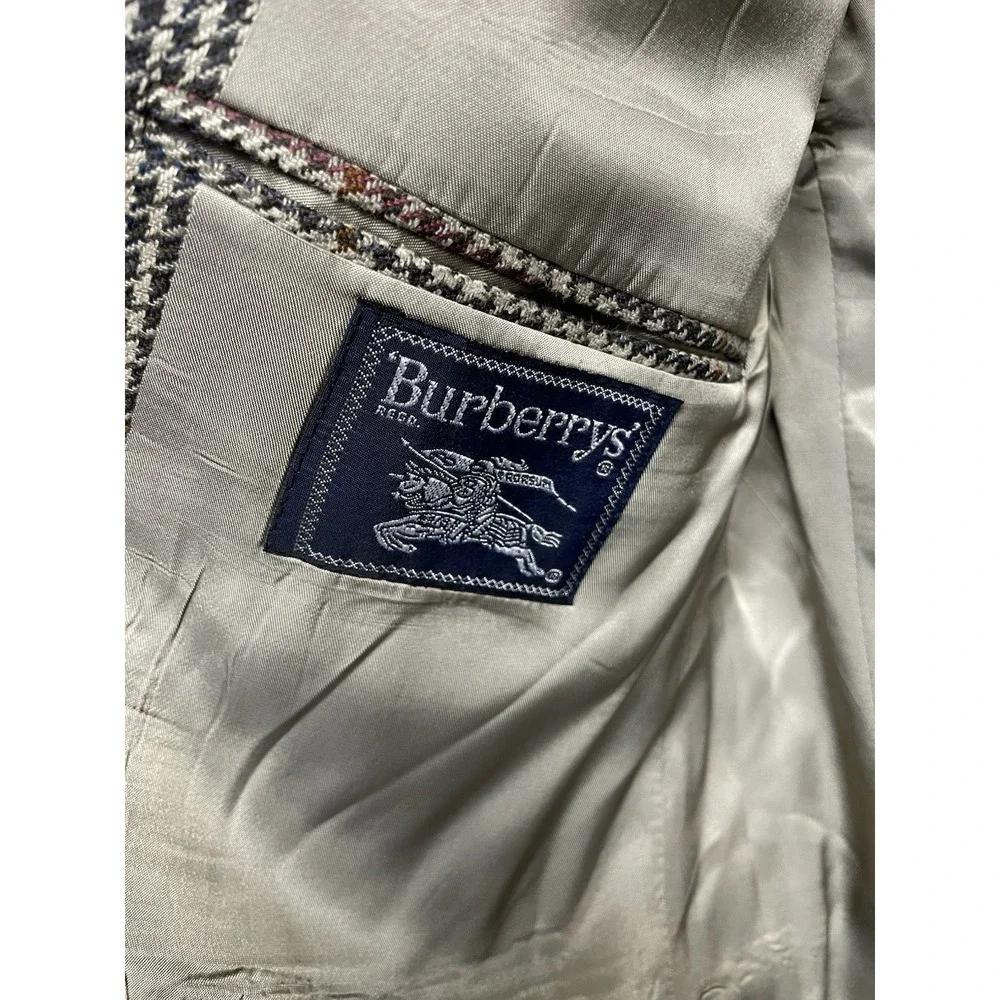 Vtg Burberry's Blazer Mens 40 Multicolor Houndstooth Wool Sport Coat Preppy‎